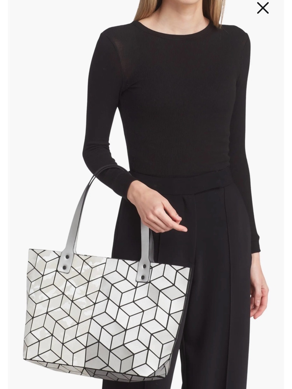 PATRIZIA LUCA Geometric Silver Matte Camo Tote Bag.